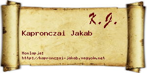 Kapronczai Jakab névjegykártya